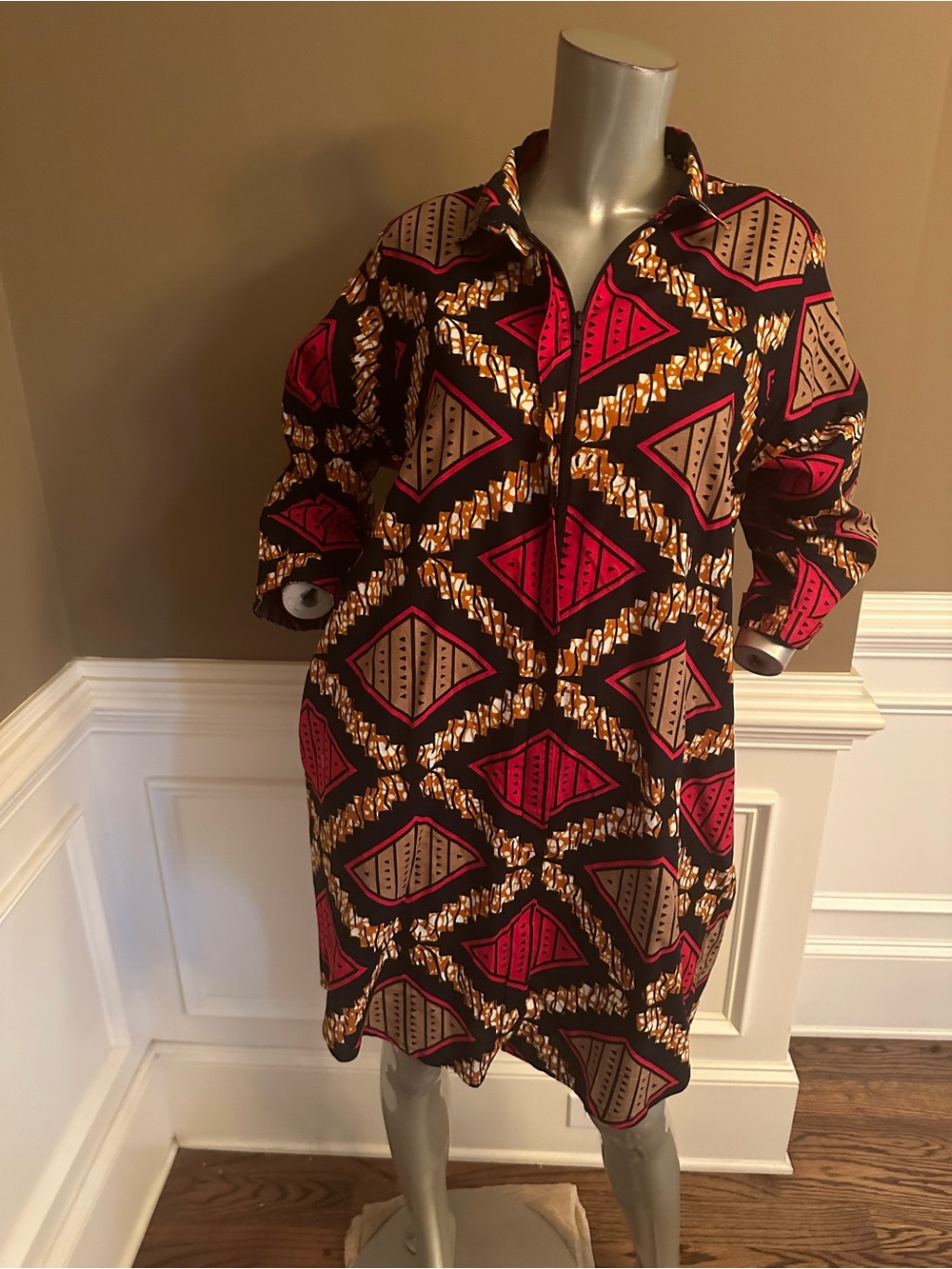 Ray Darren African Print Multicolored Dress Tunic Shift Dress Sz Large